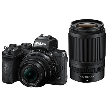 Nikon Z 50 DX Mirrorless Camera with Z 16-50mm DX and Z DX 50-250mm Lenses  + Free Nikon Camera Bag