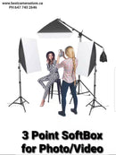 3 Point Softbox Lighting Kit Led Bulbs with Boom Arm and Case