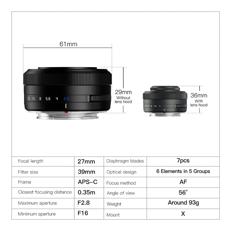 TTArtisan AF 27mm f2.8 APS-C - Fuji X mount