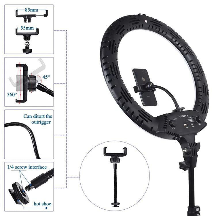 Vista 18" Diva Ring Light with 7ft Tripod Stand – Bi-Color LED, Phone Mounts & Carry Case