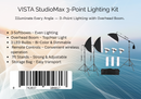 Vista Studio Max 3-Point Softbox Lighting Kit with Overhead Boom Arm I Bi Color