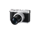 Close-up of silver Panasonic LUMIX L10 camera and Leica lens barrel in use at Best Camera Store