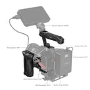 SmallRig cage for Sony A7V Camera equipment with various components labeled on a white background