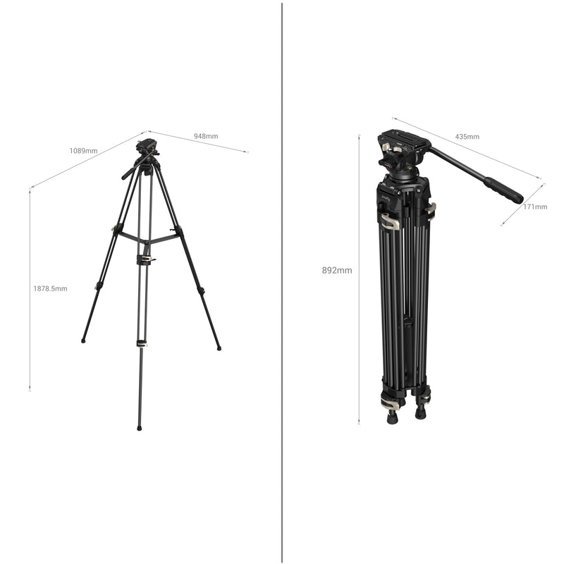SmallRig AD-01 Professional Heavy-Duty Aluminum DV Tripod with Fluid Video Head