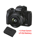 Canon EOS M50 Mark II EF-M 15-45mm f/3.5-6.3 IS STM & Extra Canon LP-E12 Battery