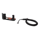 Close-up of the built-in foam handgrip on the SmallRig FUJIFILM X-M5 leather case in black.