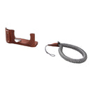SmallRig 4880 Brown Leather Half Case Kit for FUJIFILM X-M5 front view with strap.
