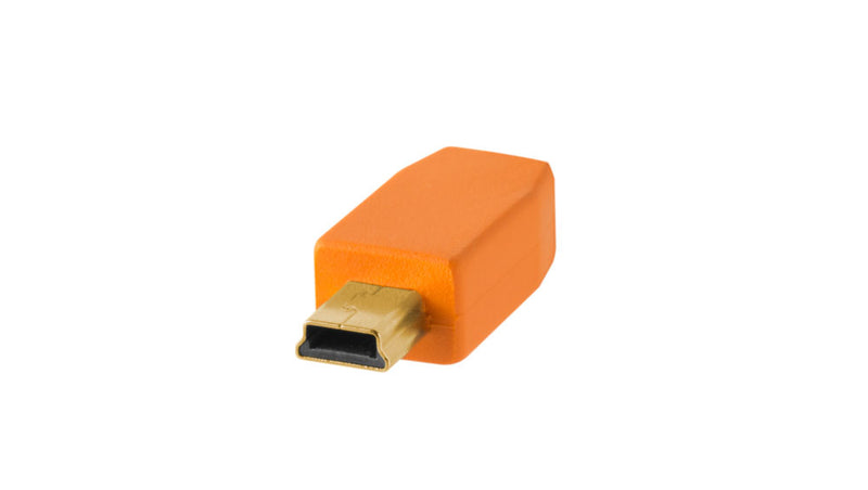 TetherPro USB 2.0 to Mini-B 5-Pin, High-Visibility Orange – 15ft (4.6m)