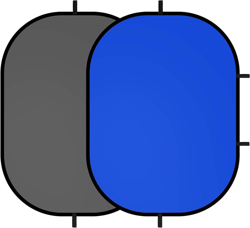 Collapsible Backdrop Grey / Blue , Reversible Background 5'x7' / 150 X 200 CM