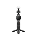 Dji osmo pocket 4 , Black camera stabilizer with tripod on a white backgroundket 