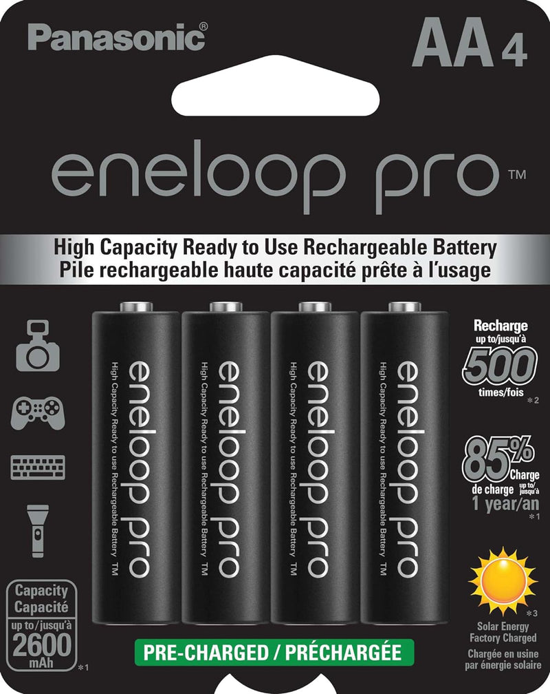 PANASONIC Eneloop pro AA High Capacity 2600mAh Rechargeable Batteries (4 pack)