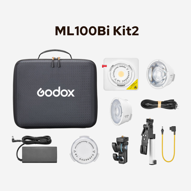 Godox ML100Bi Bi-Color Portable LED Light  kit 2 (36° Lens & V-Mount Handgrip) with Bag