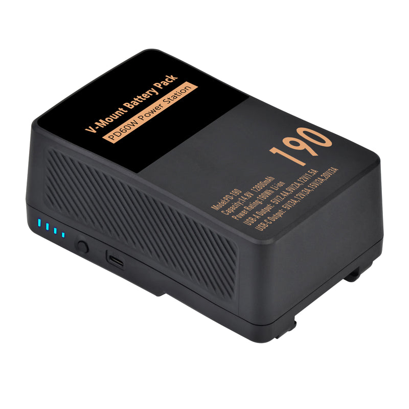 Batmax PD-190 V-Mount Battery Kit with 65W GaN Fast Charger and Cables (190Wh)
