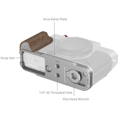 SmallRig L-Shaped Wooden Grip for FUJIFILM X-T30 III / X-T30 II / X-T30 (Silver)