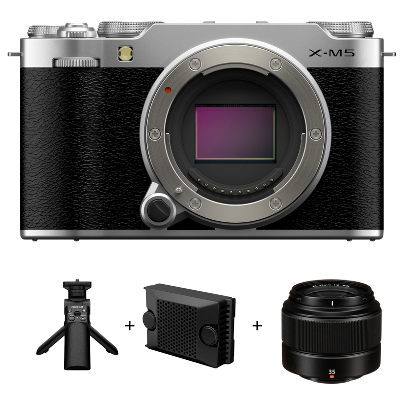 Fujifilm X-M5 Silver Body with XC35mm f:2 Lens Bundle