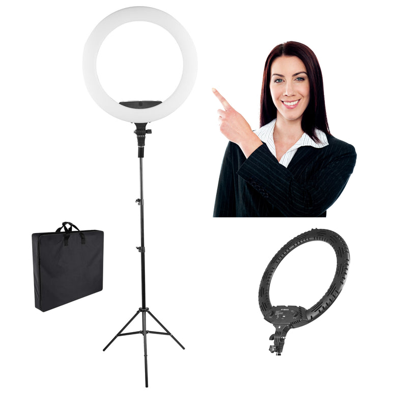 Vista 18" Diva Ring Light with 7ft Tripod Stand – Bi-Color LED, Phone Mounts & Carry Case