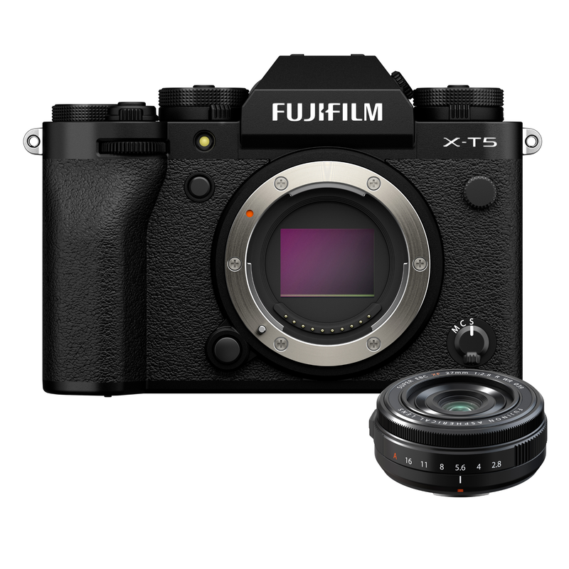 Fujifilm X-T5 Mirrorless Camera Black with Fujifilm XF 27mm F2.8 R WR Pancake Lens