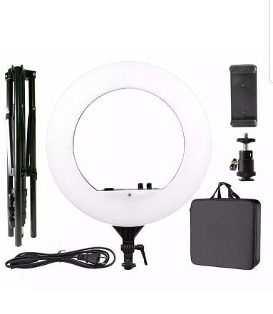 Simpex 18" Ring Light Dual-Color Dimmer Control with 6.5ft Stand, Bag, Phone Holder