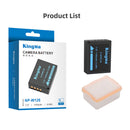 Full retail packaging layout of the KingMa NP-W126 1140mAh battery and clear hard case kit from Best Camera Store.