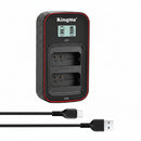 Canon LP-E10 Smart LCD Dual Battery Charger by KingMa showing dual slots and premium digital display screen design.