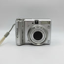 Front view of the used silver Canon PowerShot A570 IS 7.1MP digital camera at Best Camera Store