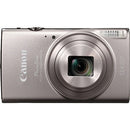 Front face view of the sleek silver Canon PowerShot ELPH 360 HS A digital camera, available for in-store purchase at best camera store