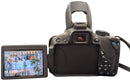 Close-up of the 3-inch Vari-angle Touchscreen with the flash up on the Canon Rebel T5i.