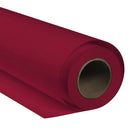 A roll of deep burgundy Flame Red seamless paper Photography background shown at an angle, with the cardboard core visible on the right side sold at Best Camera Store