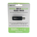 Digipower universal USB 2.0 multi card reader and writer sealed inside its white and green retail blister card packaging displaying format compatibility details for SD, Micro SD, and Mini SD