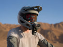 Mountain biker using the Helmet Chin Mount Clip accessory with the Action 6 for stabilized POV.