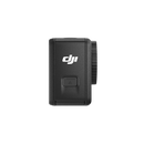 Side profile view of the DJI Osmo Action 4 highlighting the secure locking battery and port compartment cover door.