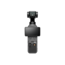 Front-facing view of the DJI Osmo Pocket 4 showing the 1-inch CMOS lens and the new dedicated physical zoom button