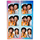 Example of a 4x6 print from a DNP QW410 printer separated down the center perforation to create two classic 2x6 photo booth strips.