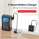 High-speed PD charging via the KingMa D-Tap cable into a professional cinema battery, demonstrating bi-directional power delivery.