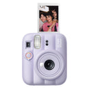 Front view of the Fujifilm instax mini 13 instant camera in Dreamy Purple featuring the new 3D design.