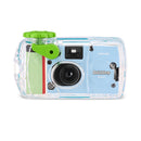Front direct view of the blue FUJIFILM QuickSnap Active waterproof 35mm film camera from Best Camera Store.
