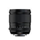 Front view of the Fujifilm Fujinon XF 18mm f/1.4 R LM WR lens showing the multi-coated glass element and filter thread.