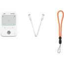What’s in the box: The Godox C100 mini camera in white, alongside a white USB-C charging cable and a durable orange lanyard.