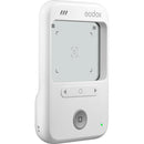 Three-quarter angle view of the white Godox C100 mini camera, highlighting its compact design and ergonomic shape, emphasizing its portability.