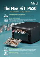 Promotional brochure showcasing the HiTi P630A dye sub photobooth printer printing high-speed photo prints, available at Best Camera Store.