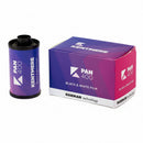 Front view of the cardboard box packaging for Kentmere Pan 400 ISO 35mm black and white film at Best Camera Store