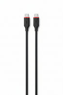 Close-up of KingMa USB-C to USB-C tethering cable connectors showing the distinctive dual Type-C premium black housing heads with thin red-rim accent collars against a clean white background.
