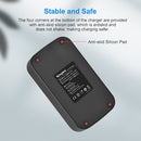 Bottom layout of KingMa BM058 charger showing four stable anti-skid silicon pads to prevent moving or shaking while power is running.