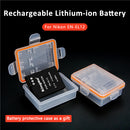 The compact KingMa EN-EL12 camera battery securely enclosed inside its snap-shut translucent protective travel case to shield the gold terminals.