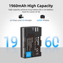 Technical specification values and compliance symbols on the back plate of the KingMa LP-E6 battery