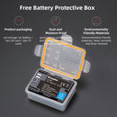 KingMa LP-E6 camera battery nestled inside the included clear protective storage box with an integrated SD card slot