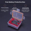KingMa LP-E6NH camera battery stored inside the clear plastic protective storage box with its integrated SD card slot
