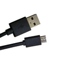Side by side product view comparing a standard wide USB-2 male connector end next to a small, low profile KingMa 5-pin Micro-USB terminal head on a short black cable block core.