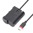 KingMa USB-C Power Delivery to EN-EL15 dummy battery coupler cable assembly with coiled wire design, from Best Camera Store.