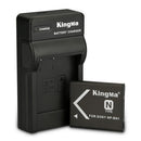 Close-up view of the empty KingMa single slot charger base showing the internal dock contact pins for Sony batteries.